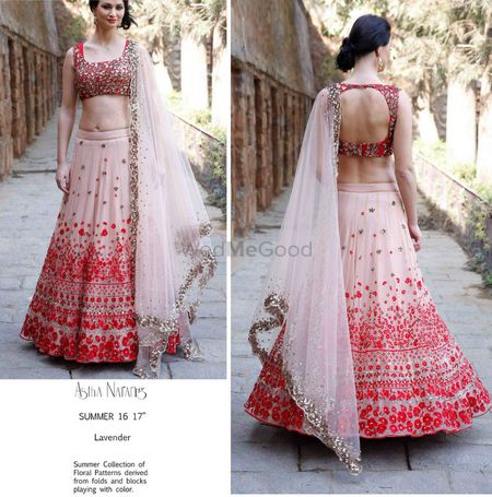 Photo of Red and Peach lehenga for Sangeet by Astha Narang