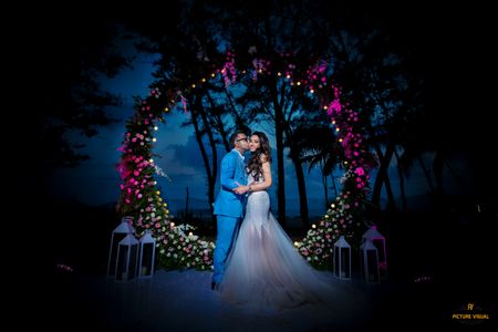 christian wedding decor photobooth idea with floral arch