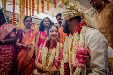 A south indian couple at their wedding ceremony