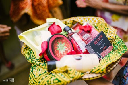 Photo of Wedding or mehendi favour hamper with cosmetics