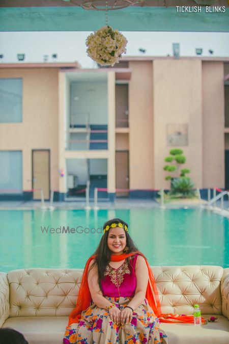 Mehendi function of bride poolside