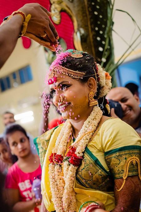A south indian bride during one of the wedding rituals