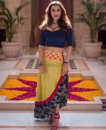 A high low silhouette outfit for a laid back mehndi
