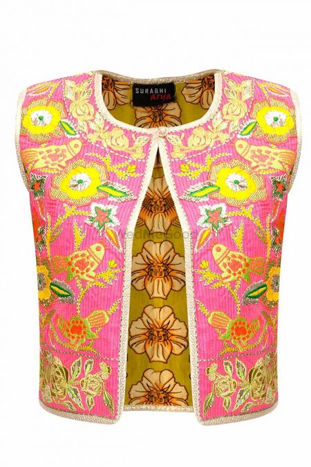 pink and gold gota work blouse