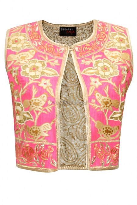 pink and gold gota work blouse