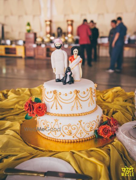 White and Gold Two States Cake