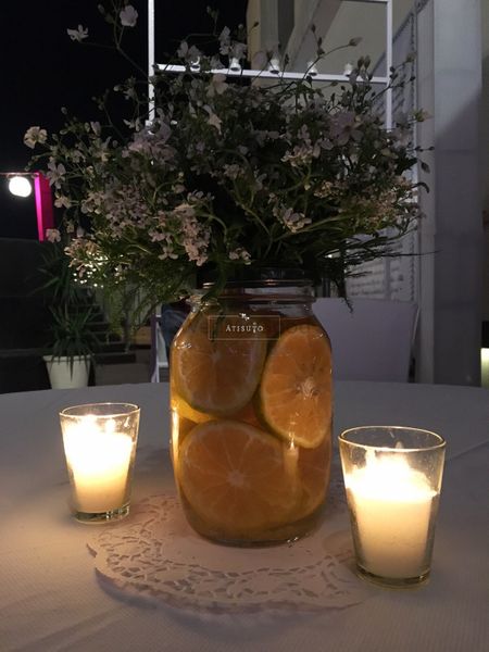 Photo of Mason Jars and Lemon Table Centerpiece