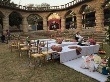 White Seating with Colorful Cushions