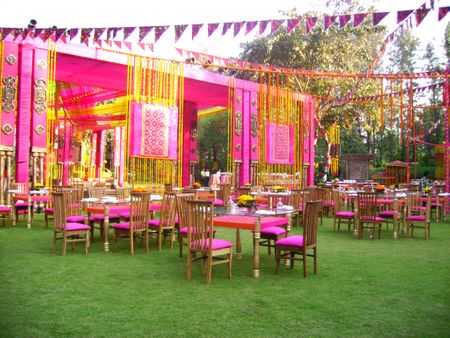Pink and Yellow Themed Mehendi Decor