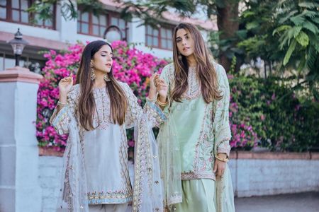 Photo of Bridesmaid outfit for mehendi with green and white options