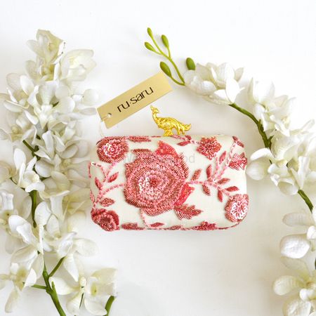 White and pink  box clutch for brides
