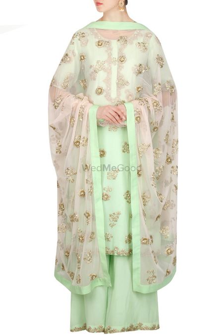 Friend of the Bride Outfit-Mint and White Anarkali