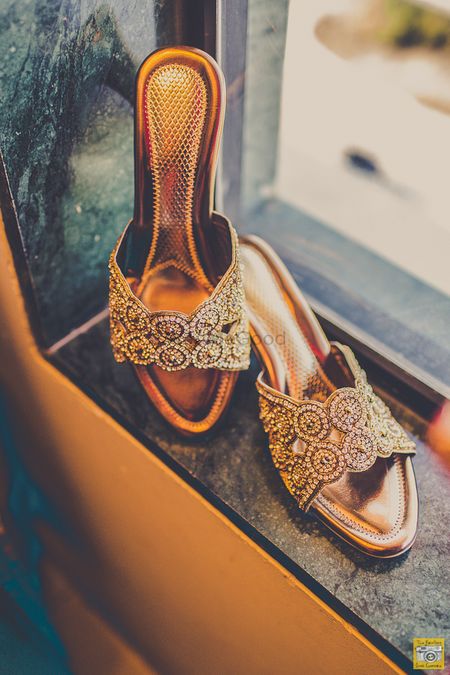 Photo of Glittery gold and diamond sandals
