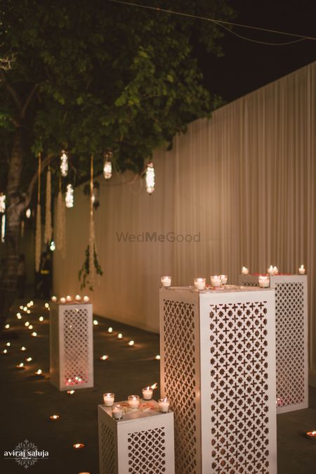 Night Outdoor Decor with Candles and Fairy Lights