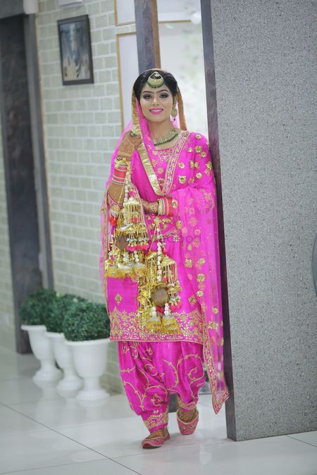 Fuchsia Pink Sikh Bride with Kaleere