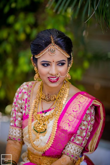 Bridal temple jewellery with gold work