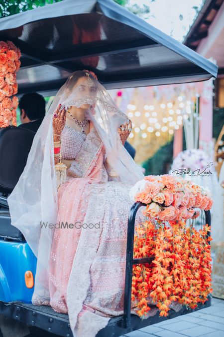 Bride making her entry with a veil on ATV