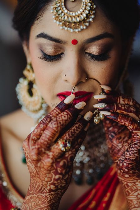 South indian bridal portrait getting ready 