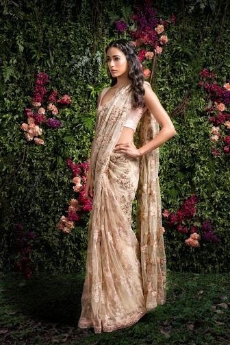 Photo of Sleeveless lace saree by Shyamal & Bhumika
