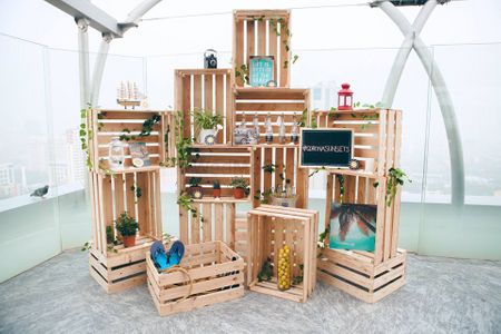 Wooden crates as photobooth