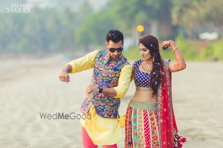 Bride wand groom on beach