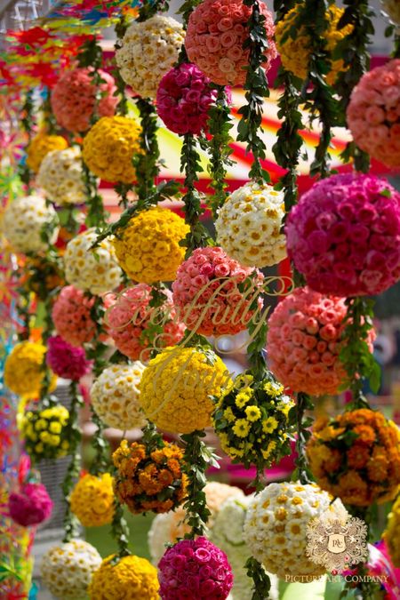 Floral balls hanging