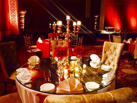 Gold and Red Themed Table Decor