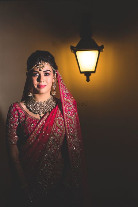 Modern bridal portrait with light and shadow