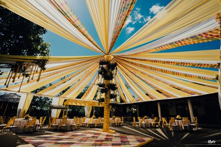 Photo of unique tent decor idea with drapes