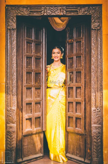 South Indian Bridal Portrait - Yellow Kanjivaram