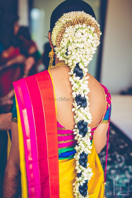 South Indian Floral Braid Hairstyle with Jasmines