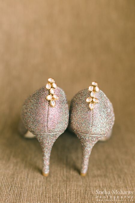 Photo of Polki and Meenakari Earrings on Silver Shoes