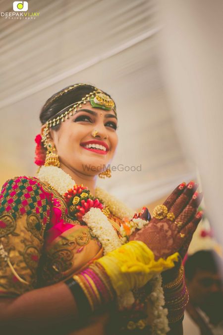 Telugu bride with matha patti
