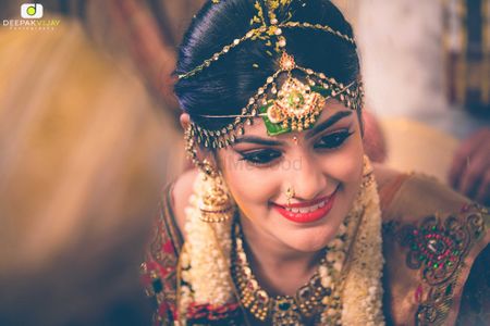 Photo of South Indian Bride with Mathapatti
