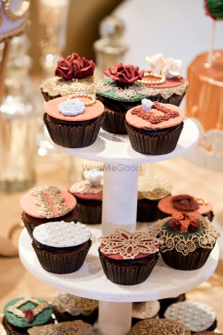 Chocolate Cupcakes with Pastel Wedding Decor