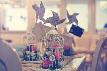 Bird Cage Decor with Flowers and WIndmills