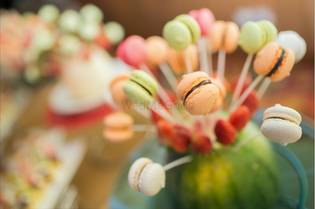 Mini Macaroons on a stick for a wedding