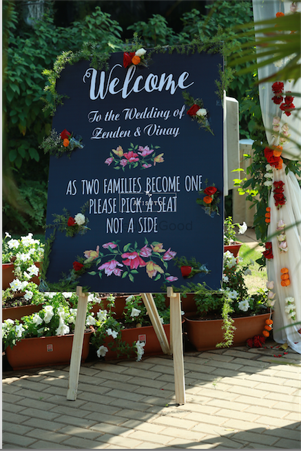 Photo of Personalized Message on Blackboard as Entrance Decor