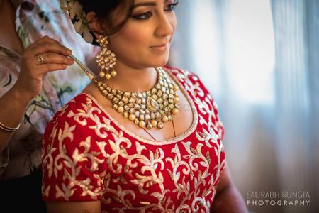 Bride Getting Ready - Polki Necklace