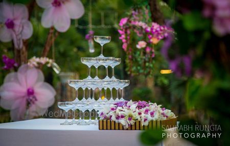 Purple Decor with Glass Fountains