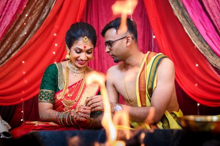 Bride and groom caught in a candid moment. 