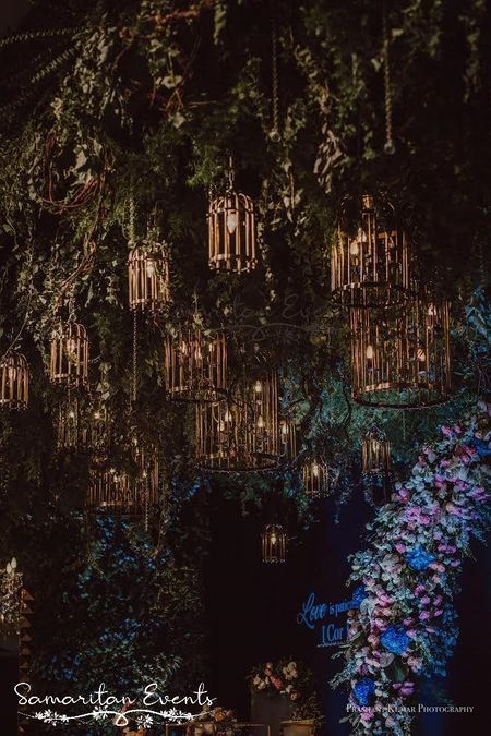 A magnificent decor idea with hanging lanterns and lights. 