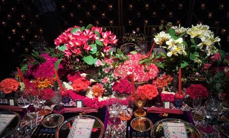 Photo of Floral table arrangement at reception dinner