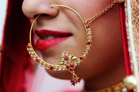 Gold Nath with Pearls and Ruby