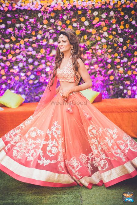 Pastel Pink and Carrot Pink Shaded Lehenga