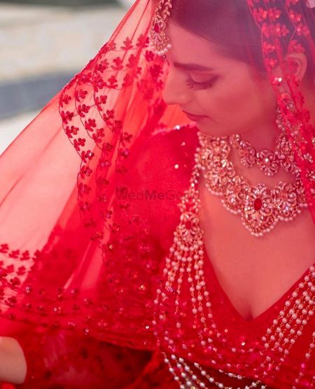 Photo of Beautiful bridal shot in veil.