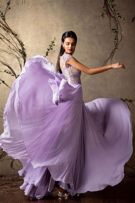 Floor-length pastel gown