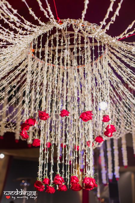 White and Red Floral Chandelier