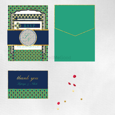 Navy blue  and green invitations