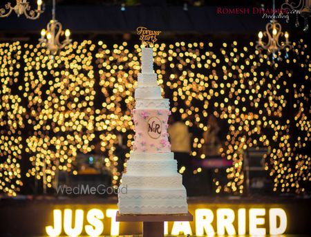 White and Pink 7 Tier Wedding Cake